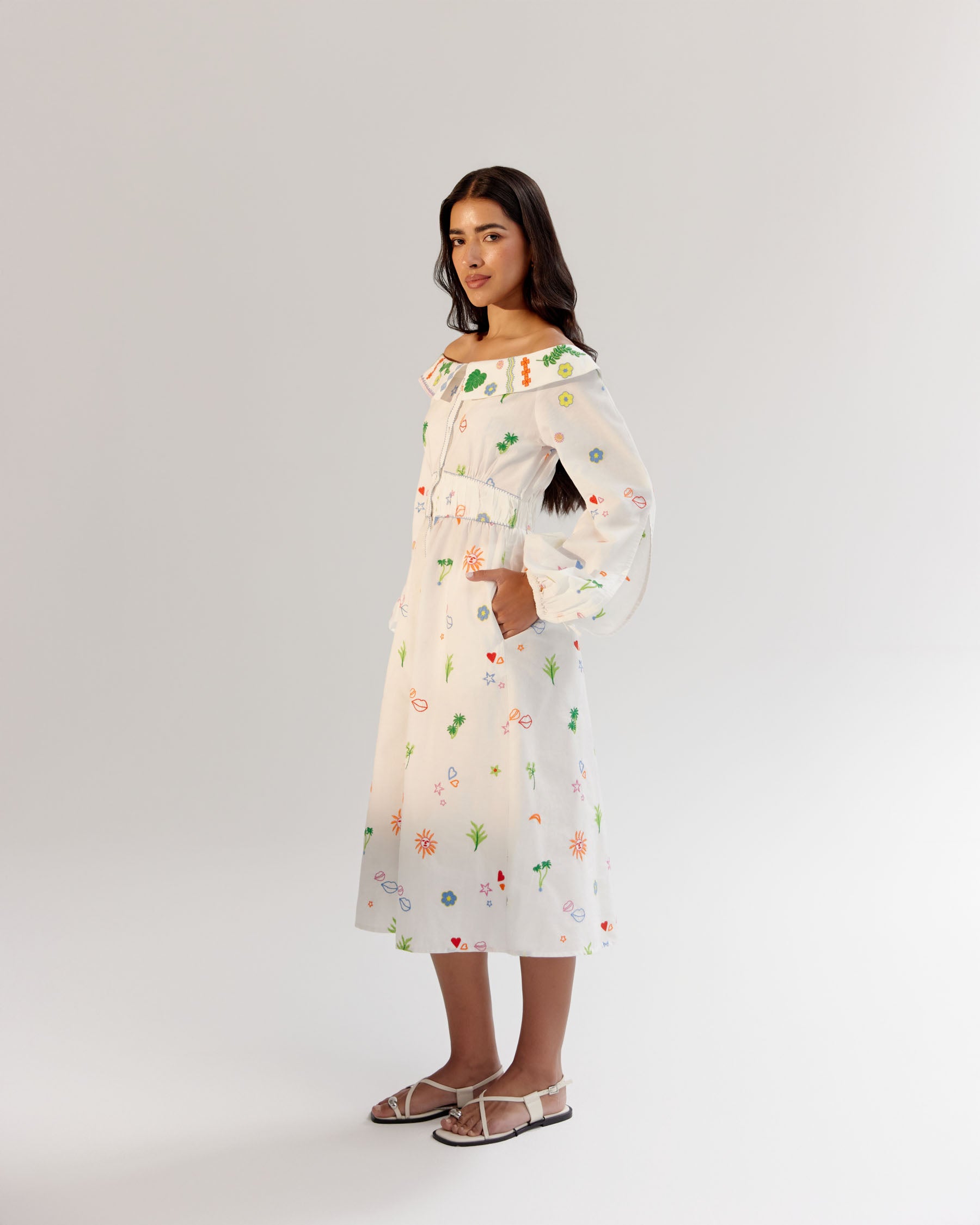 Sage Midi Dress - White