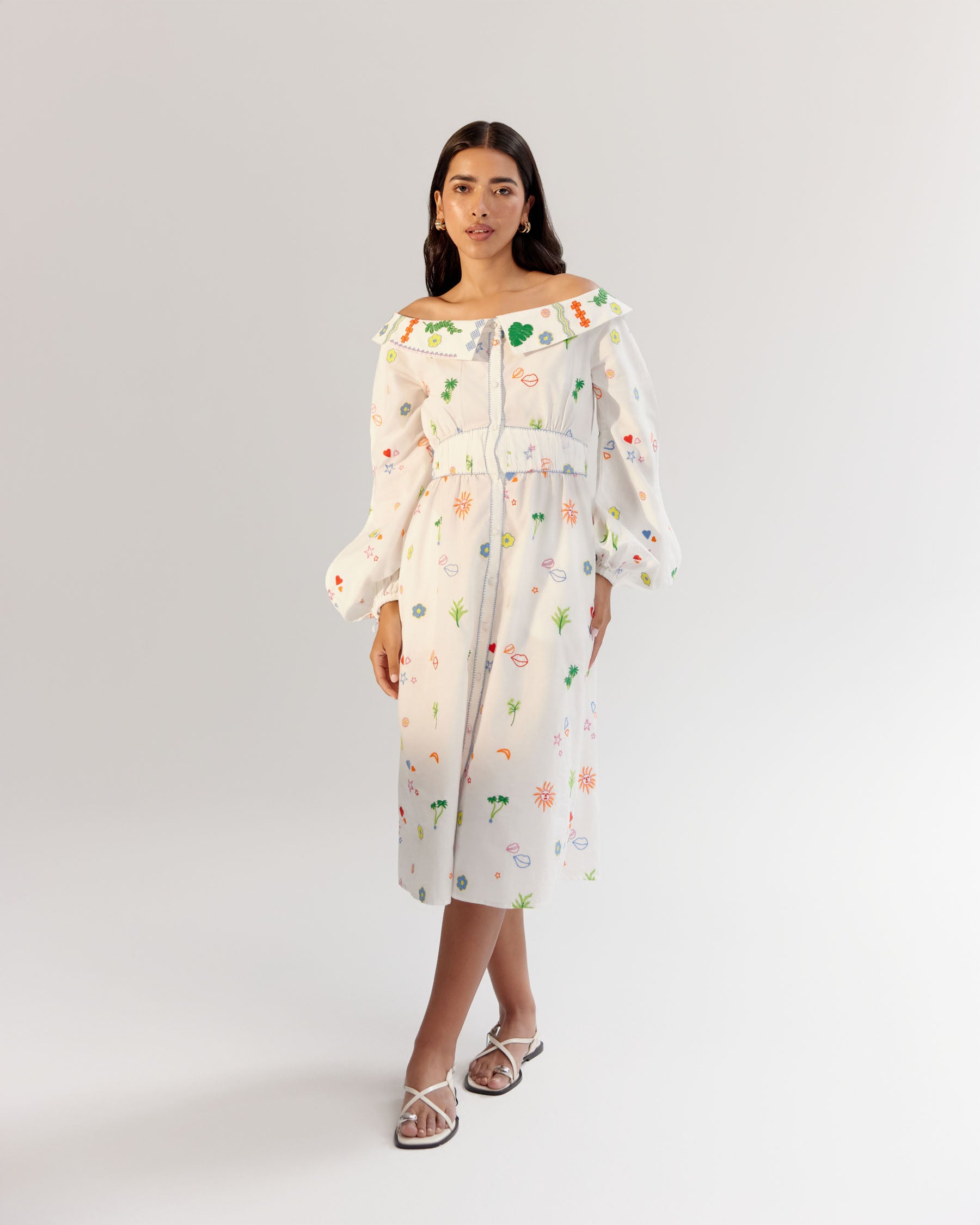 Sage Midi Dress - White