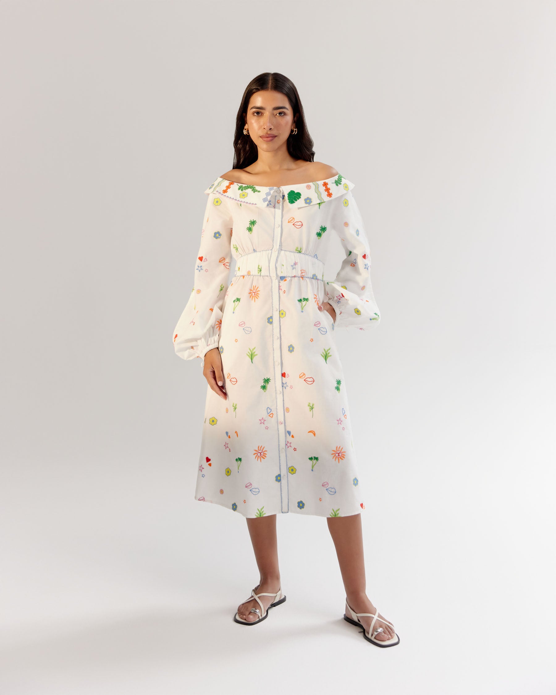 Sage Midi Dress - White
