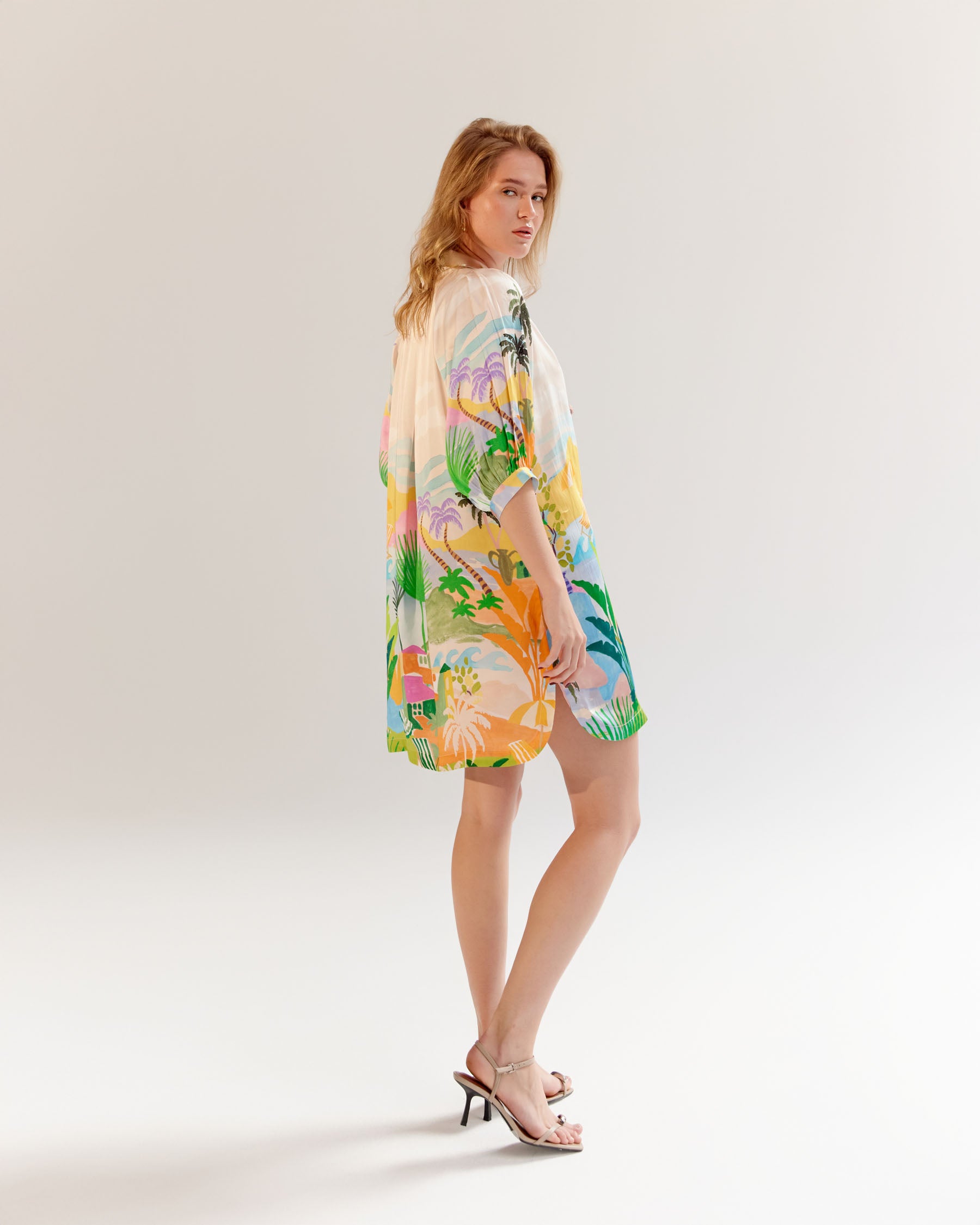 Placement Print Rosa Mini Shirt Dress - NOIB