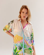 Placement Print Rosa Mini Shirt Dress - NOIB