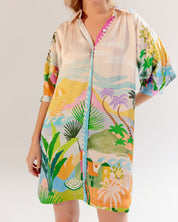 Placement Print Rosa Mini Shirt Dress - NOIB