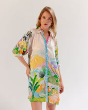 Placement Print Rosa Mini Shirt Dress - NOIB