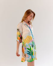 Placement Print Rosa Mini Shirt Dress - NOIB