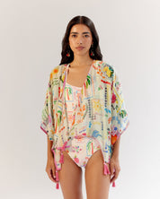 Postcard Print Short June Coverup | NOIB