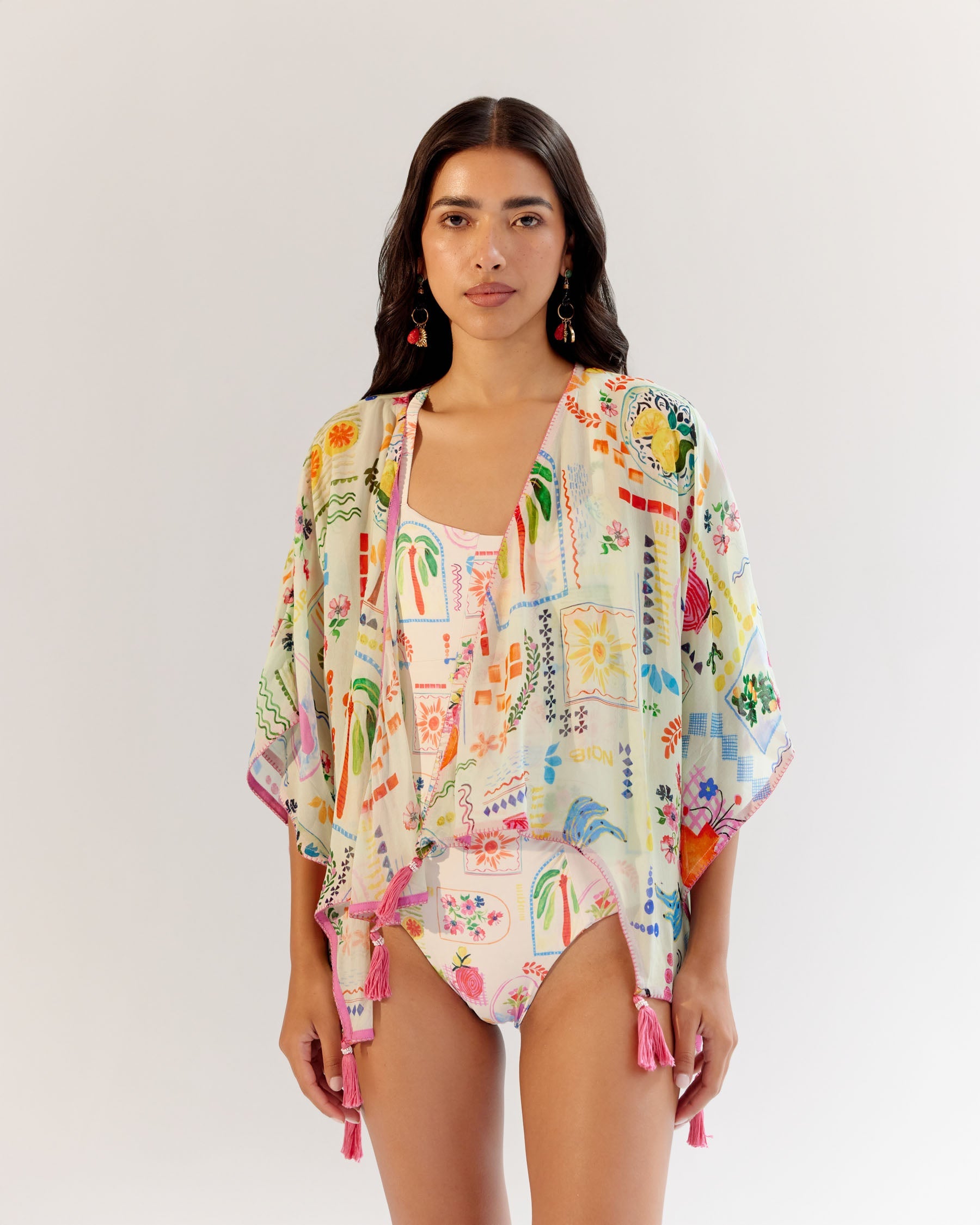 Postcard Print Short June Coverup | NOIB