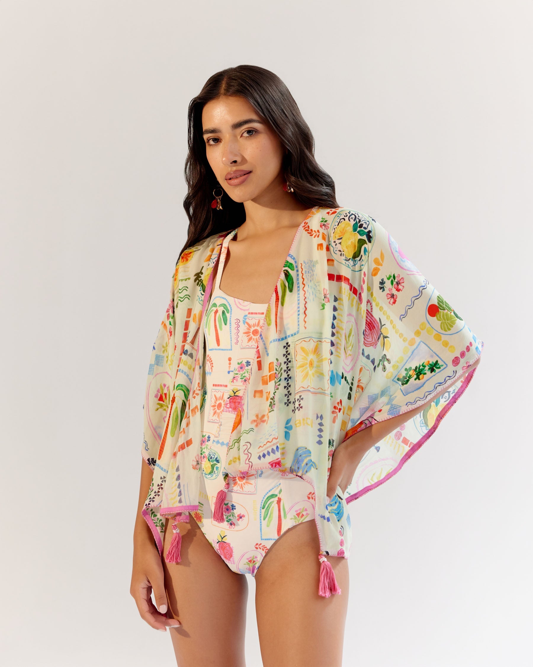 Postcard Print Short June Coverup | NOIB