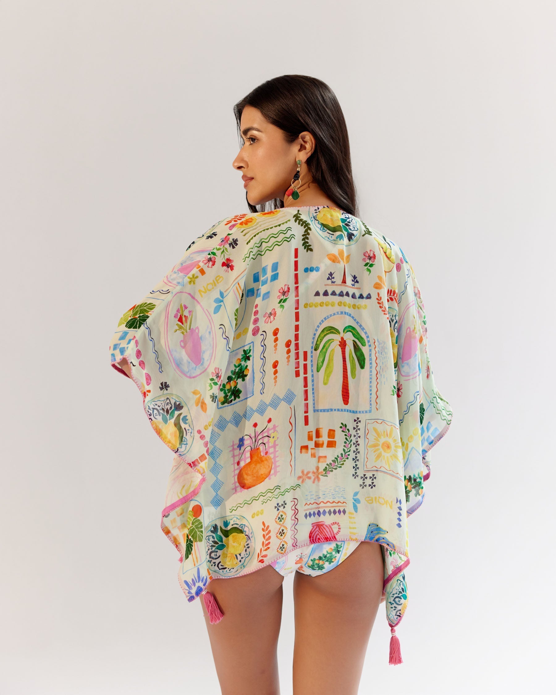Postcard Print Short June Coverup | NOIB