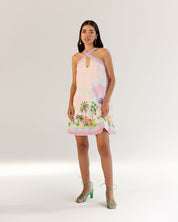 Sea Print Aida Halter Neck Mini Dress for Beach Vibe - NOIB