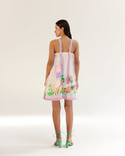 Sea Print Aida Halter Neck Mini Dress for Beach Vibe - NOIB