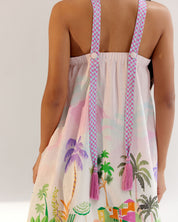 Sea Print Aida Halter Neck Mini Dress for Beach Vibe - NOIB