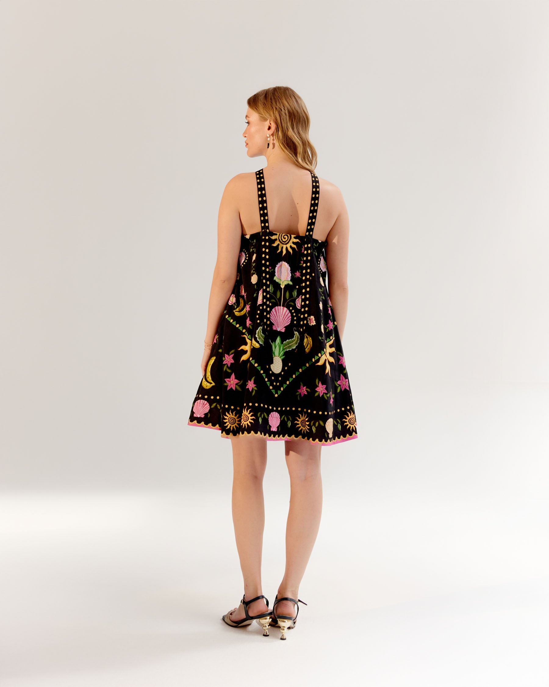 Seashell Print Aida Halter Neck Mini Dress - NOIB