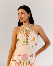Seashell Print Aida Halter Neck Maxi Dress | Beach Maxi Dress - NOIB