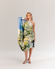 Forest Print Alaya One-Shoulder Midi Dress - NOIB