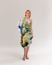 Forest Print Alaya One-Shoulder Midi Dress - NOIB