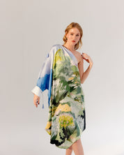 Forest Print Alaya One-Shoulder Midi Dress - NOIB