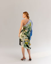 Forest Print Alaya One-Shoulder Midi Dress - NOIB
