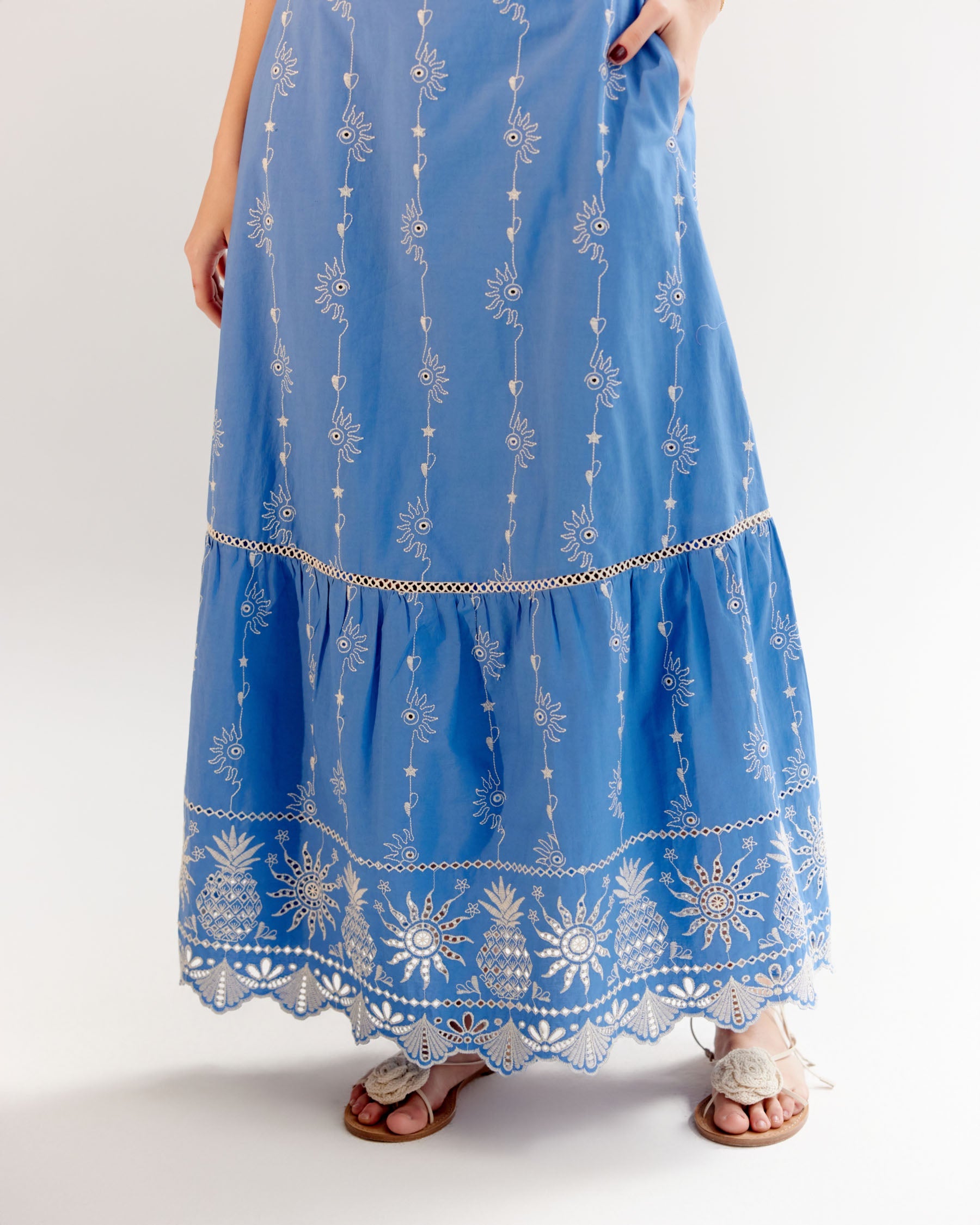 Blue Aida Halter Neck Maxi Dress - NOIB