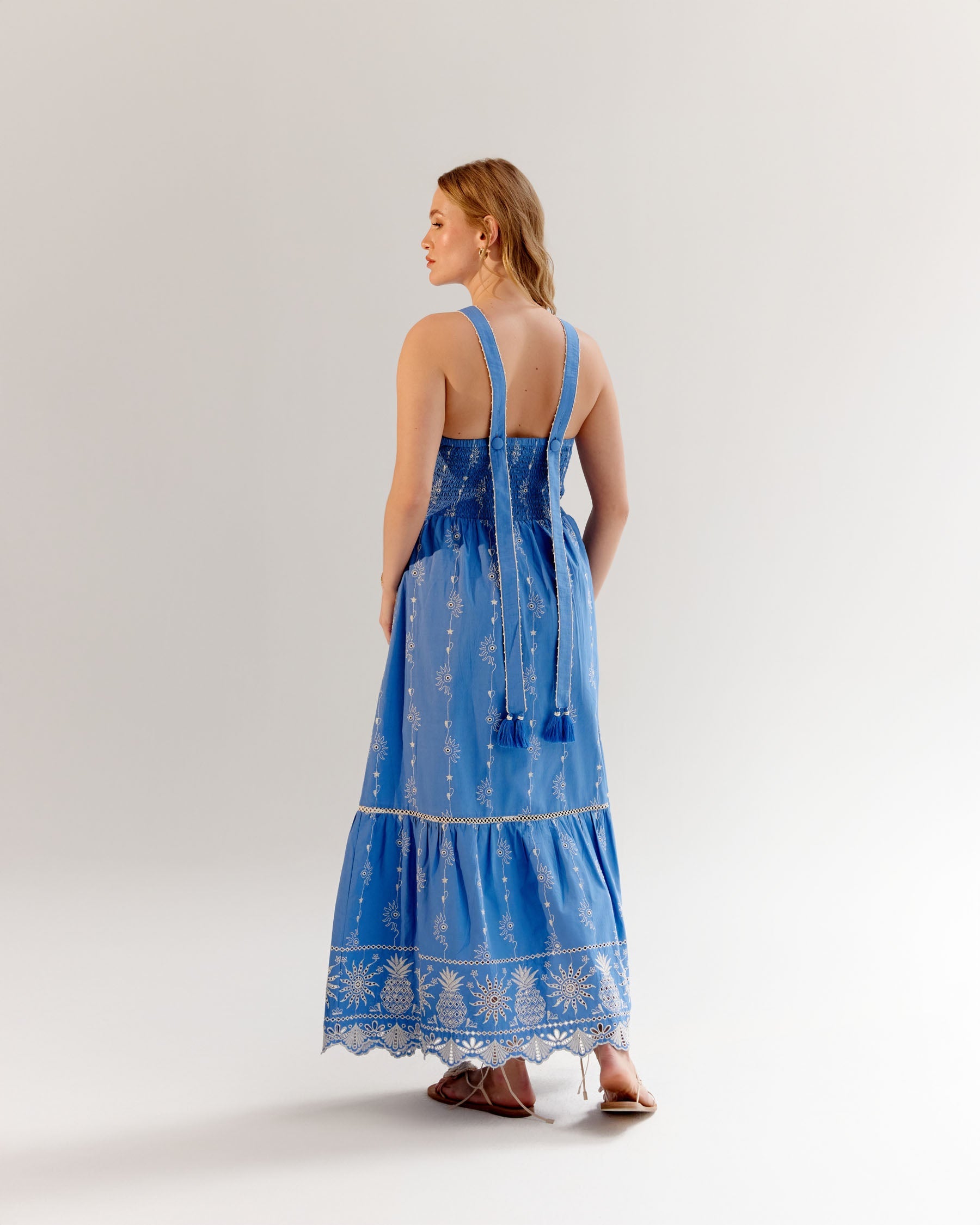 Blue Aida Halter Neck Maxi Dress - NOIB