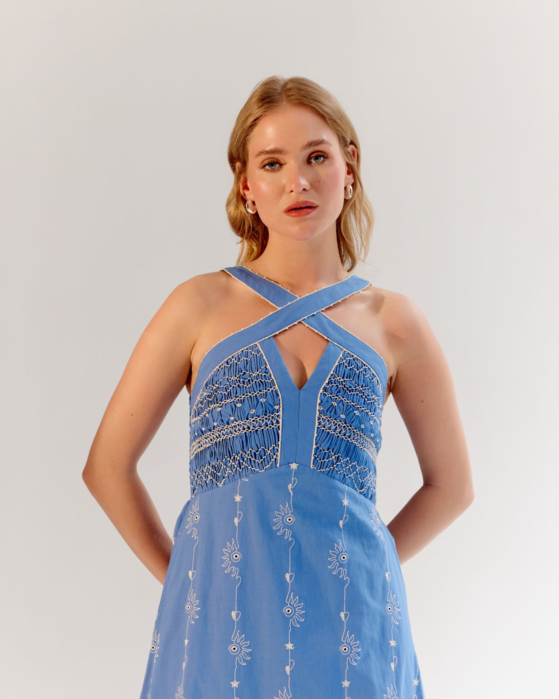 Blue Aida Halter Neck Maxi Dress - NOIB