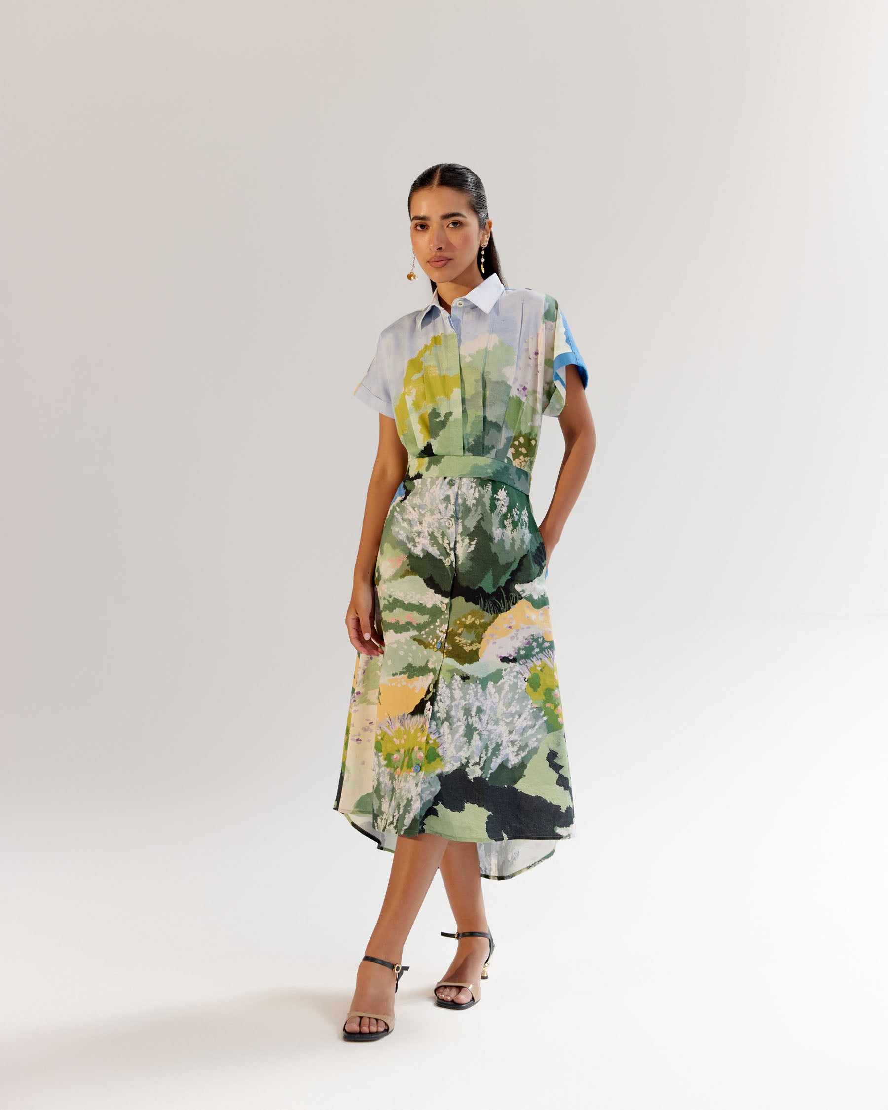 Forest Print Coral Midi Dress - NOIB