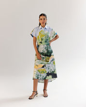 Forest Print Coral Midi Dress - NOIB