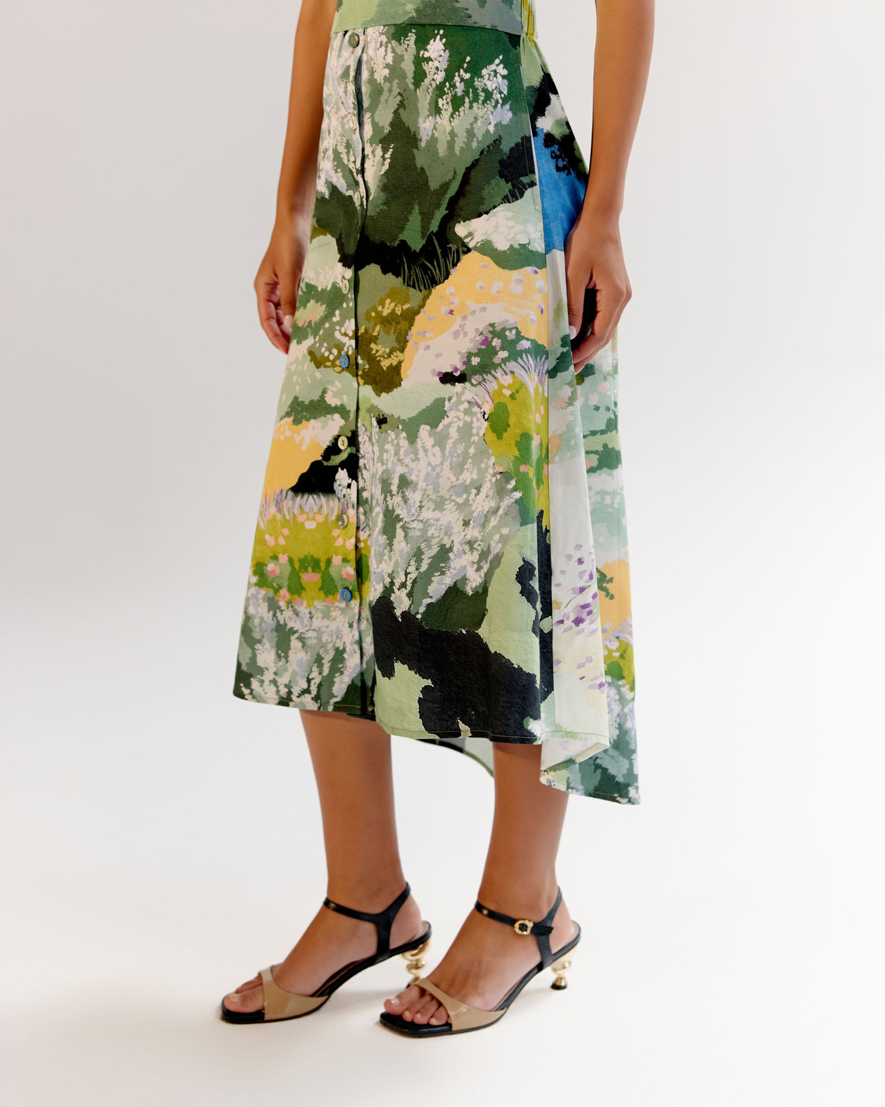 Forest Print Coral Midi Dress - NOIB
