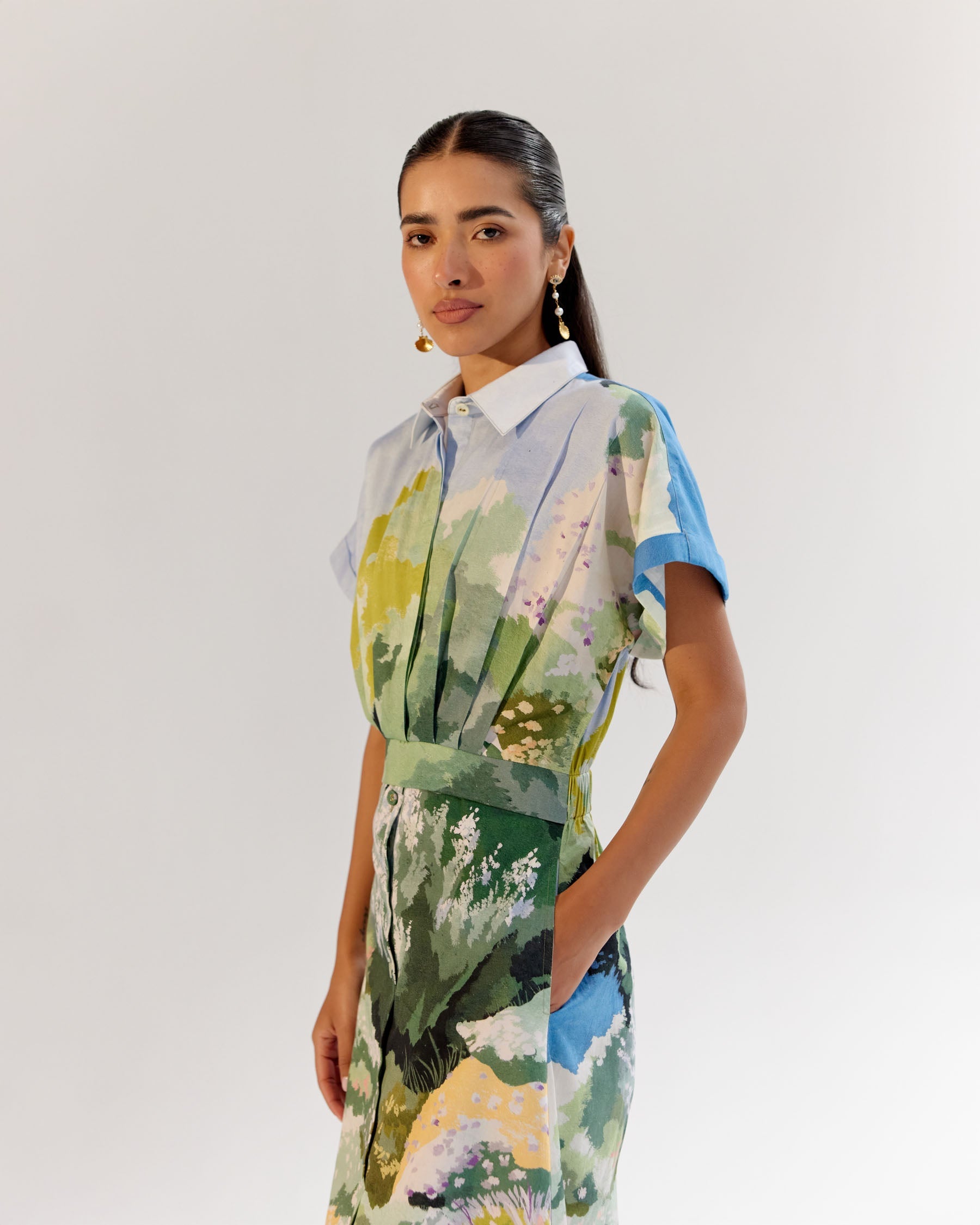 Forest Print Coral Midi Dress - NOIB