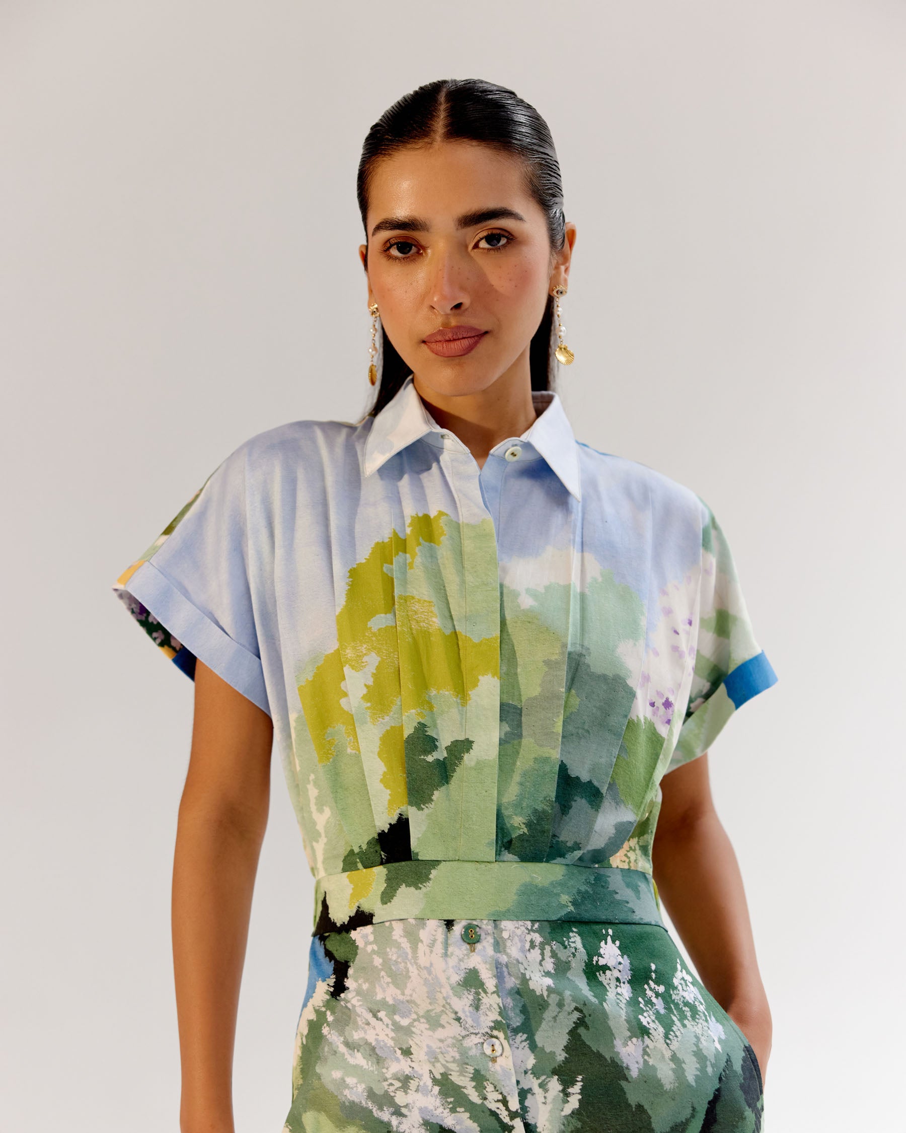Forest Print Coral Midi Dress - NOIB