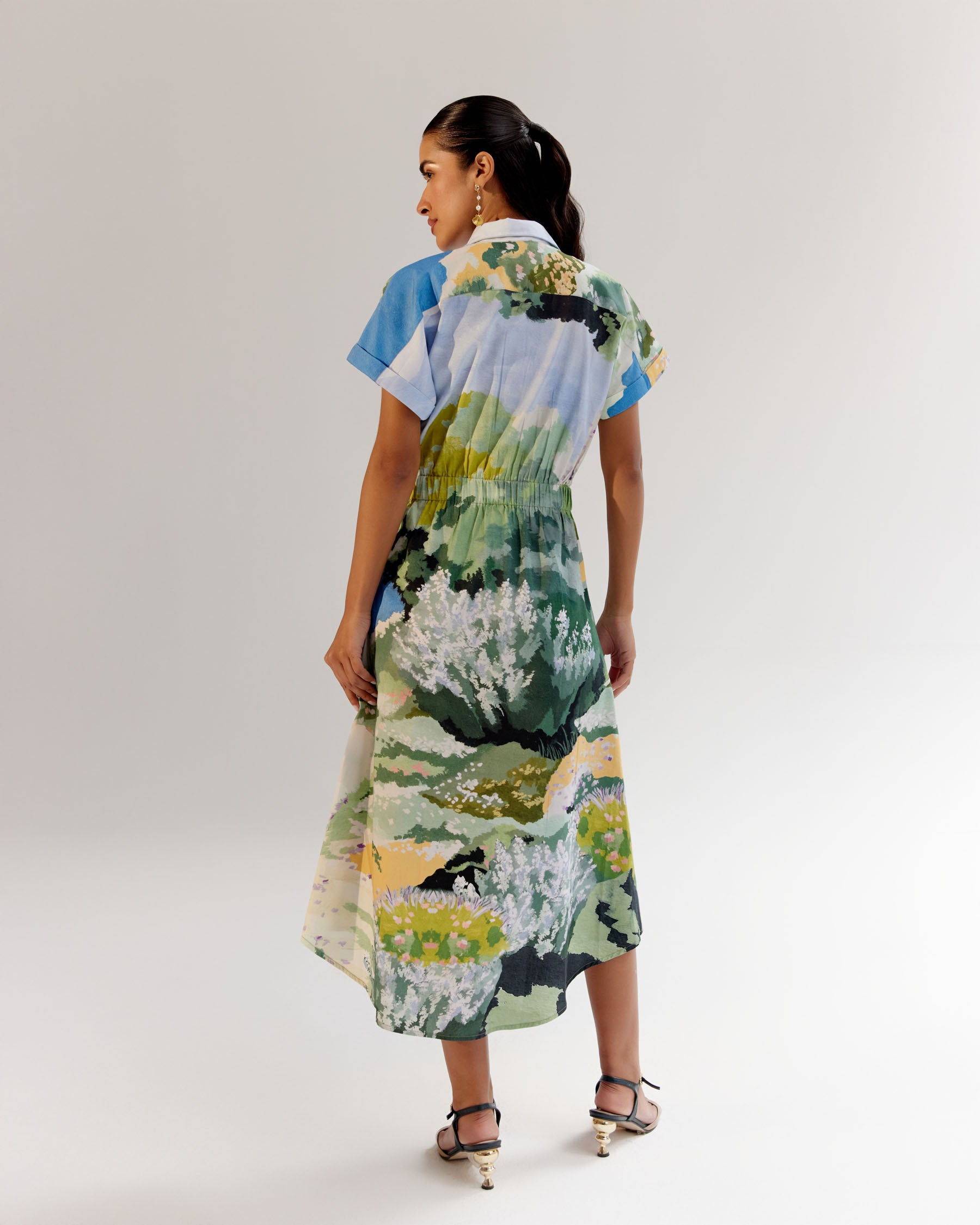 Forest Print Coral Midi Dress - NOIB