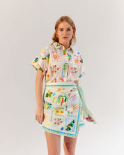 Postcard Print Kate Mini Dress - NOIB