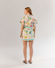Postcard Print Kate Mini Dress - NOIB