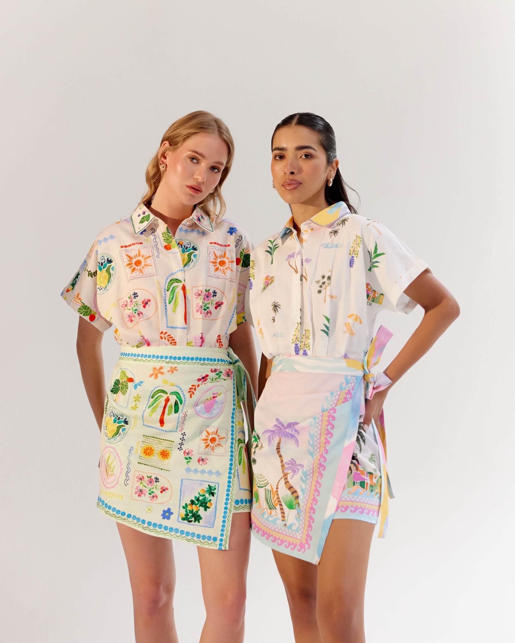 Postcard Print Kate Mini Dress - NOIB