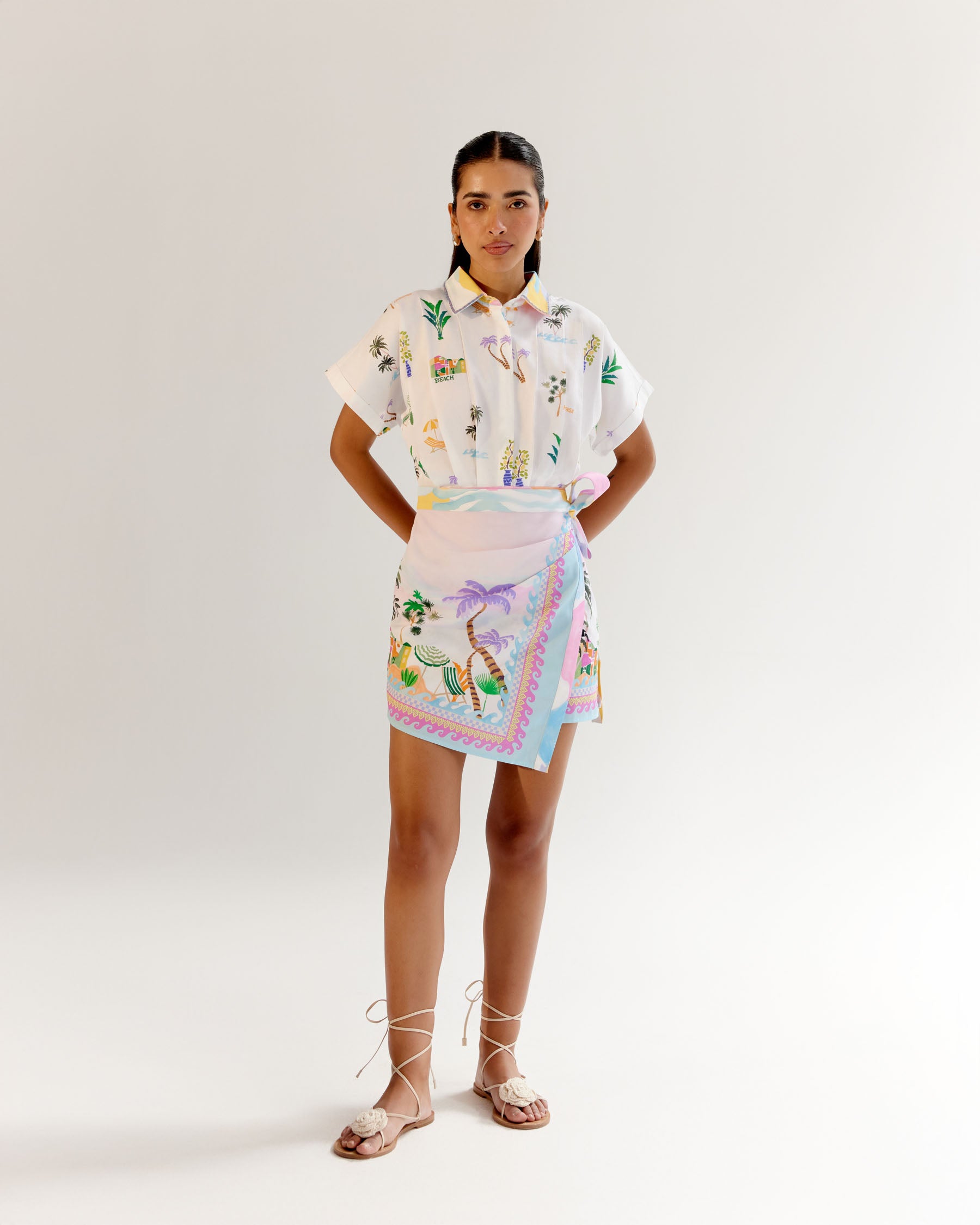 Sea Print Kate Mini Dress for Seaside Getaway - NOIB