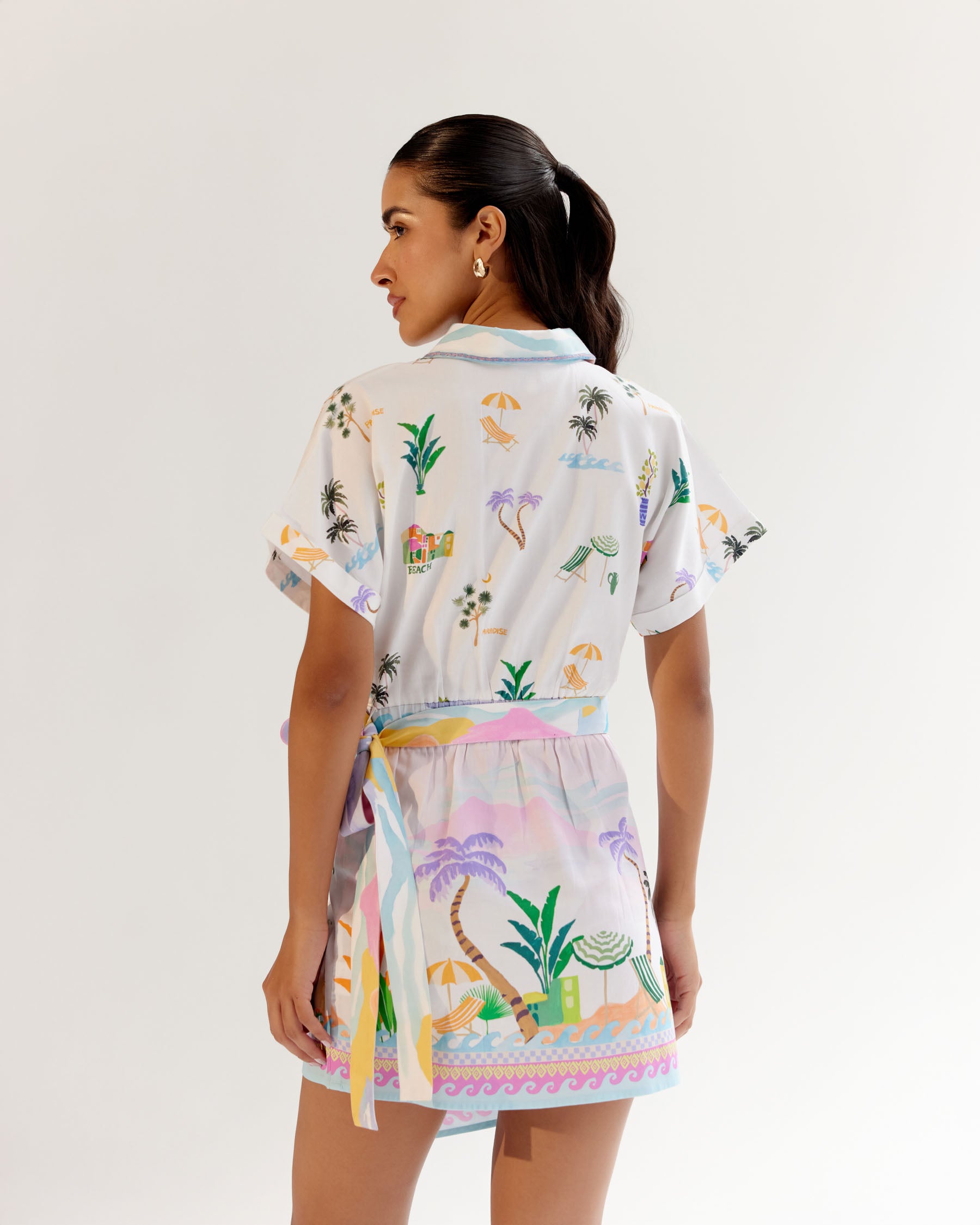 Sea Print Kate Mini Dress for Seaside Getaway - NOIB