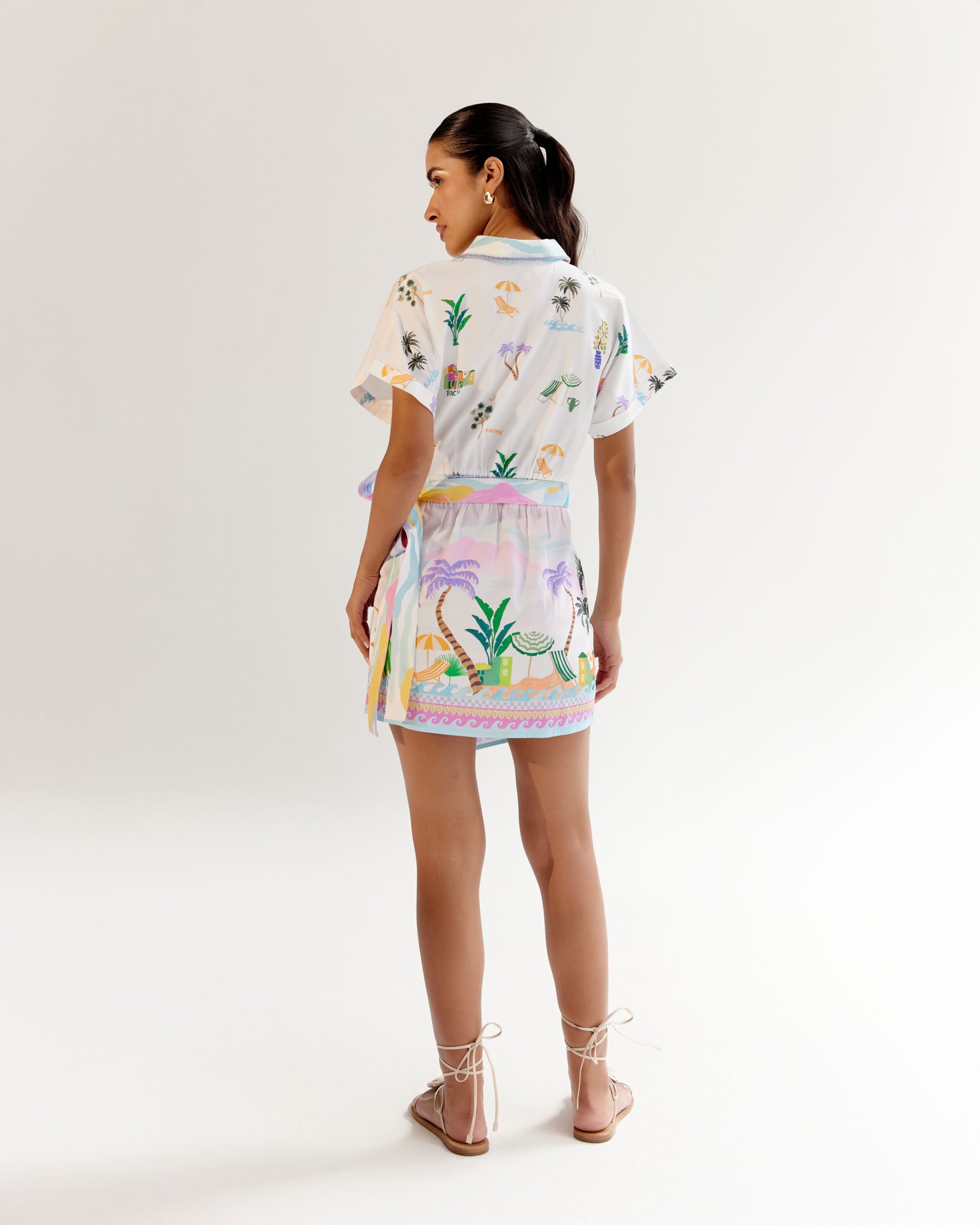 Sea Print Kate Mini Dress for Seaside Getaway - NOIB