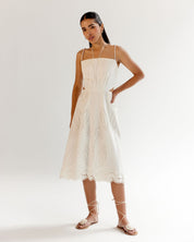 White Linen Ariel Midi Dress - NOIB