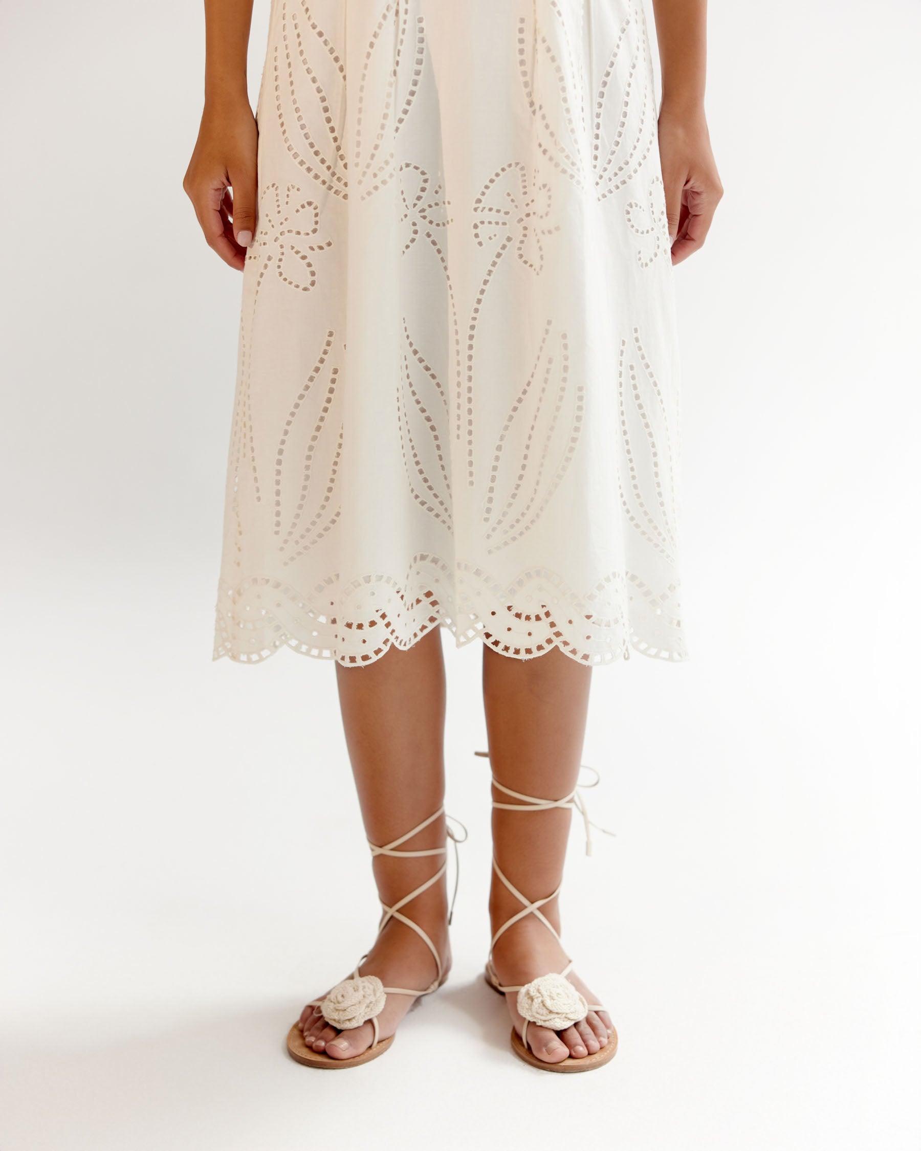 White Linen Ariel Midi Dress - NOIB