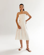 White Linen Ariel Midi Dress - NOIB