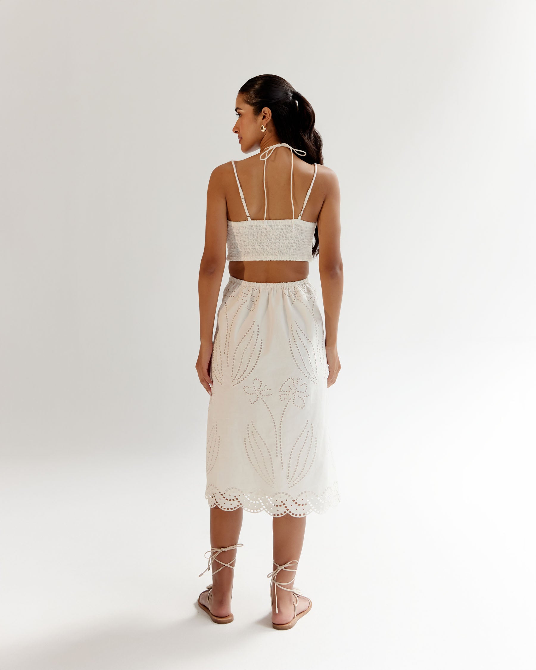 White Linen Ariel Midi Dress - NOIB