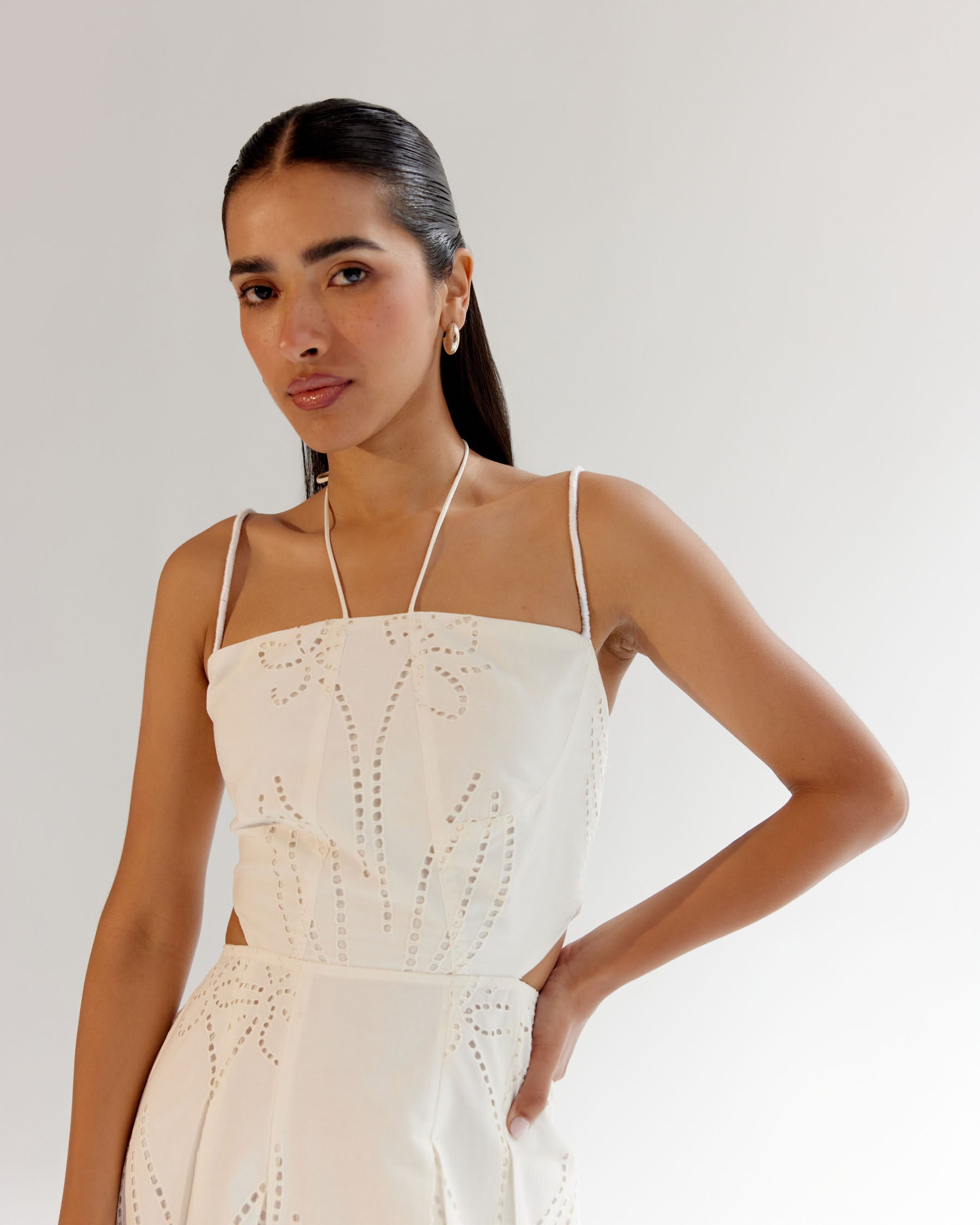 White Linen Ariel Midi Dress - NOIB