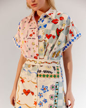 Boardgame Print Coral Midi Dress - NOIB