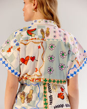 Boardgame Print Coral Midi Dress - NOIB