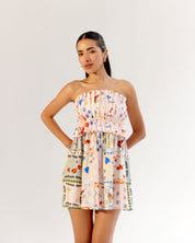 Boardgame Print Isabella Mini Dress for Beach Vacation - NOIB