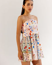Boardgame Print Isabella Mini Dress for Beach Vacation - NOIB