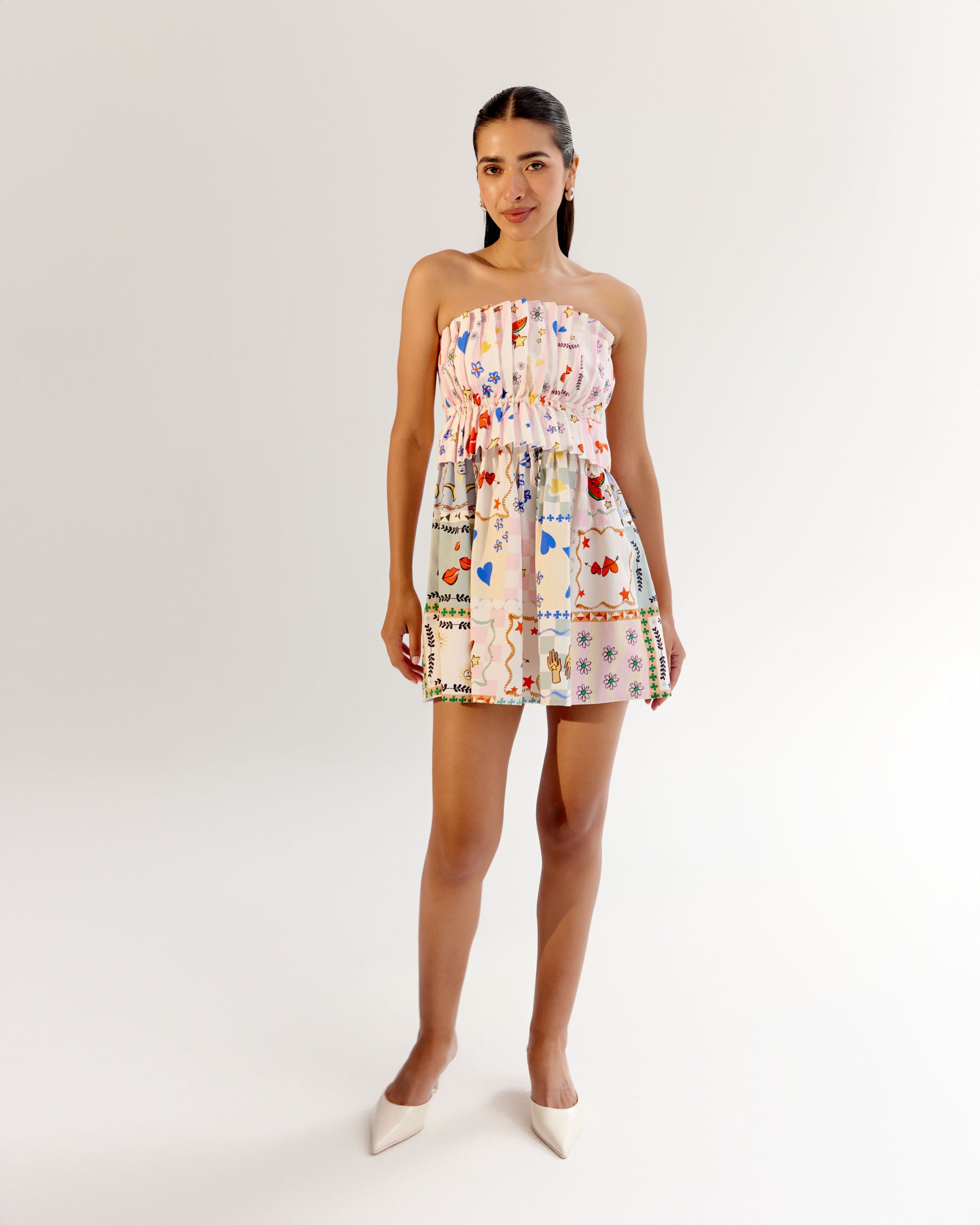 Boardgame Print Isabella Mini Dress for Beach Vacation - NOIB