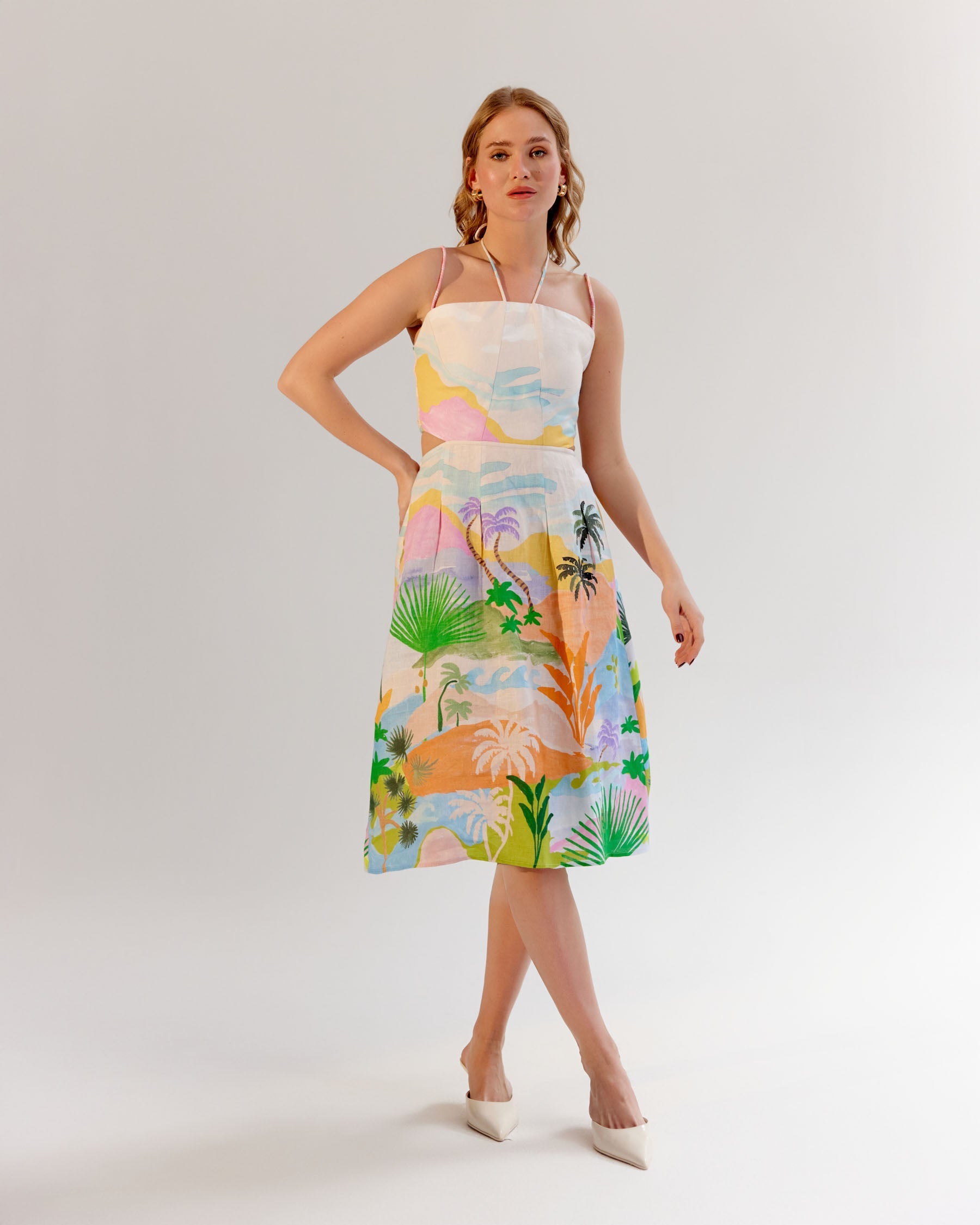 Shop Printed Ariel Midi Dress for Summer Beach Vacation - NOIB