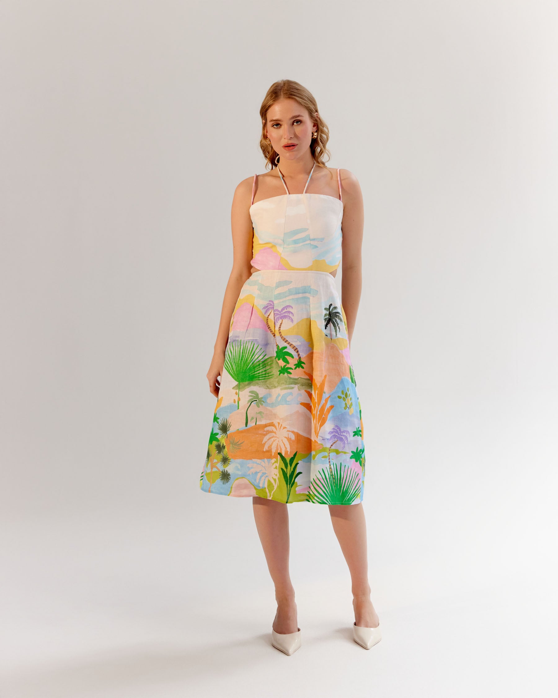 Shop Printed Ariel Midi Dress for Summer Beach Vacation - NOIB