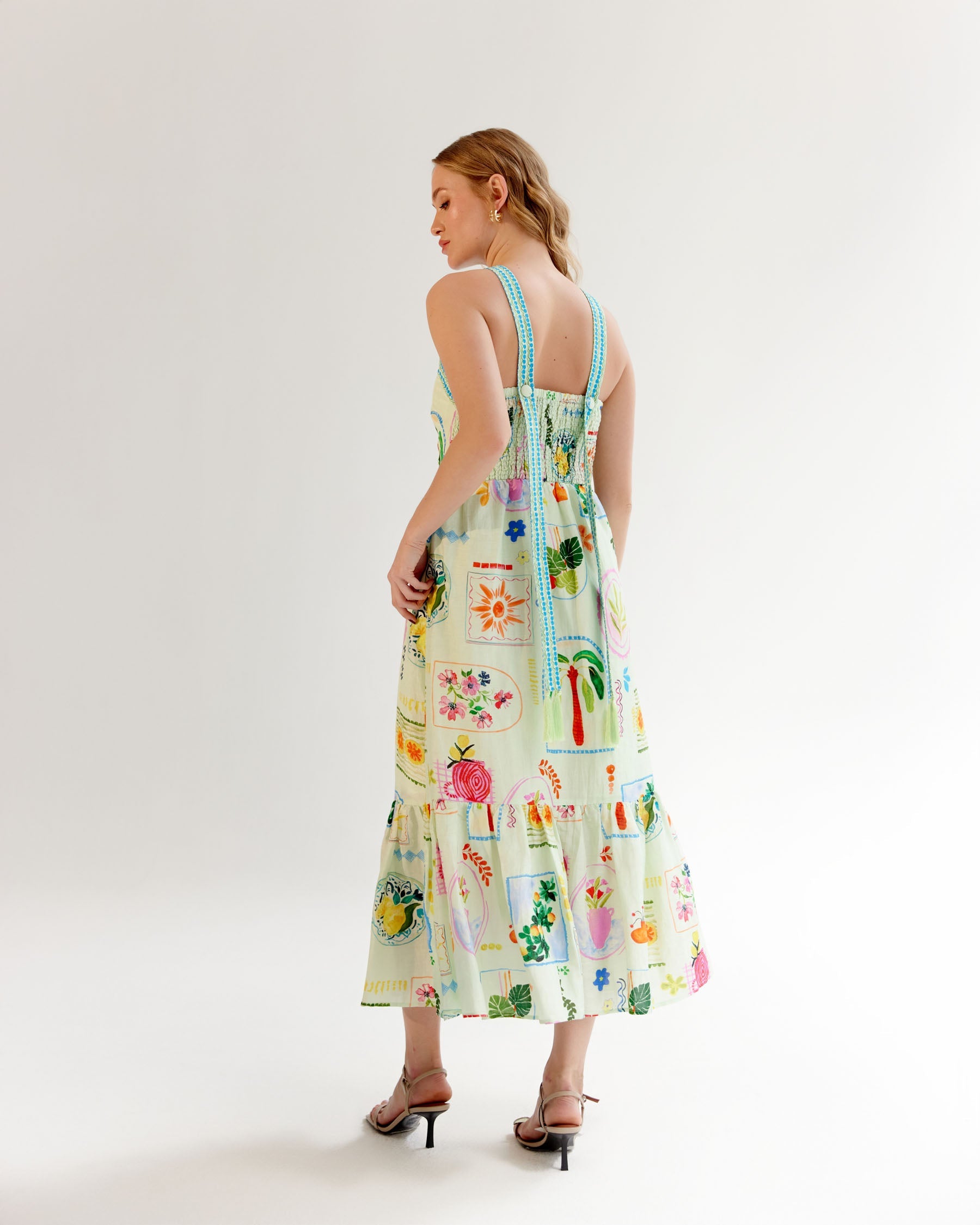 Postcard Print Aida Halter-Neck Maxi Dress - NOIB