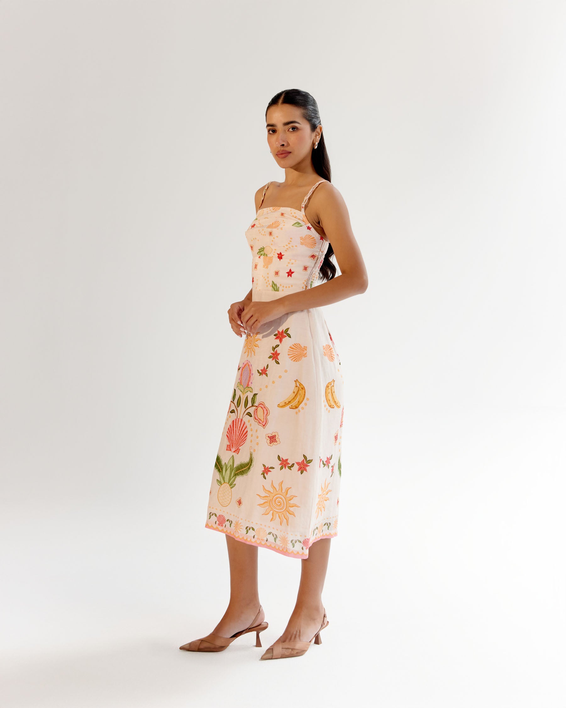 Seashell Print Valentina Strapped Mini Dress - NOIB